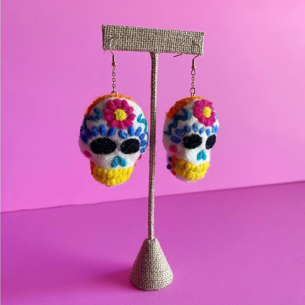 Fruity Pom ‘Dia de Los Muertos’ Earrings